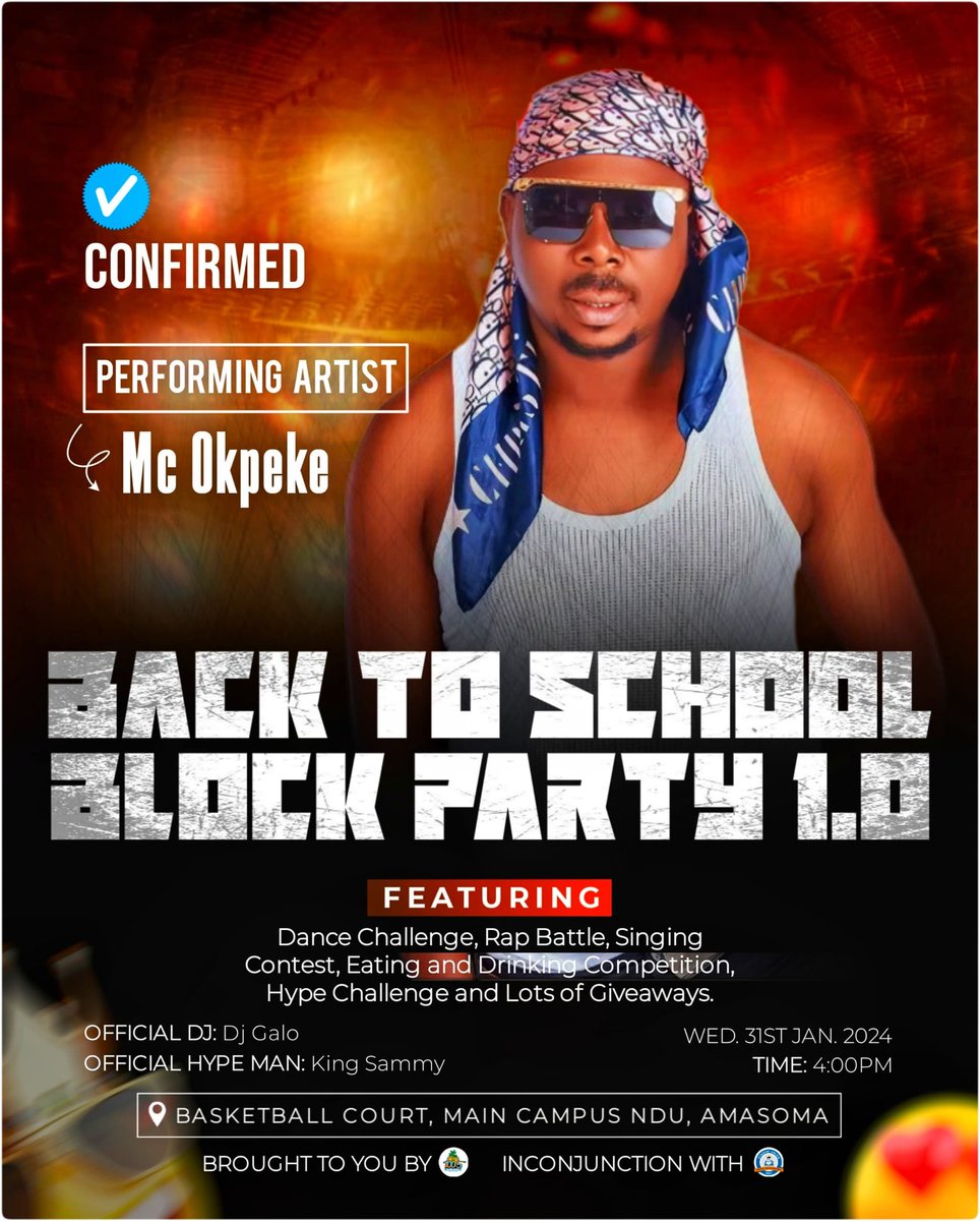 IslandRadio1005's tweet photo. We just confirmed 

MC OKPEKE 

Back to school block party 1.0

#party #countdown #WilberforceIsland #blockparty #ndu2dworld #wilberforcetv #islandradio1005fm https://t.co/gtLMHFQvn2
