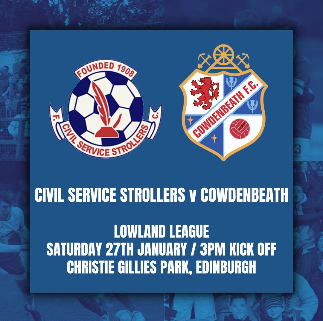 ⚽️ GAME DAY ⚽️

🆚 <a href="/csstrollers/">Civil Service Strollers FC</a>
🏆 Lowland League
🎟️ Adults £8 | Concessions £5

PATG or buy your tickets in advance at app.fanbaseclub.com/Fan/Tickets/Se…

Match Preview ➡️ cowdenbeathfc.com/index.php?act=…