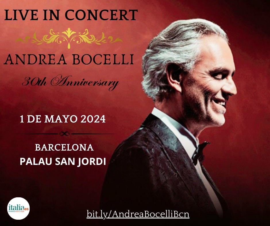 💥ANDREA BOCELLI EN BARCELONA💥

➡️ 1/5/2024 21h Palau Sant Jordi - BARCELONA - SOLD OUT

➡️ Nueva fecha 30/4/24 21h Palau Sant Jordi - BARCELONA

🎟️: bit.ly/BocelliBcn30-4

#andreabocelli #ItaliaES #Barcelona #conciertosbarcelona