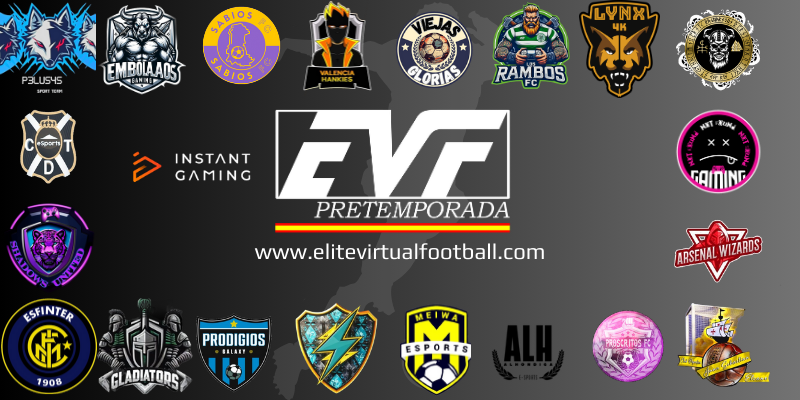 PRESENTACION OFICIAL EVF PRETEMPORADA
Estos son los 20 Equipos que formarán nuestra Pretemporada. Mucha suerte a todos!

<a href="/P3LUS4S_SPORT/">P3LUS4S SPORT</a> 
<a href="/EMBOLAOSGAMING/">EMBOLAOS GAMING</a> 
<a href="/SabiosFC/">SabiosFC</a> 
<a href="/ValenciaHankies/">Valencia Hankies</a> 
<a href="/viejas_gloria/">Viejas Glorias</a> 
@LosRambos 
<a href="/Lynx4K_ESPORTS/">Lynx4K 🦊</a> 
<a href="/RagnarSons_ES/">𝕽𝖆𝖌𝖓𝖆𝖗𝕾𝖔𝖓𝖘</a> 
@Cantera_CDT 
<a href="/ARSENALWIZARDS/">ARSENAL WIZARDS</a>