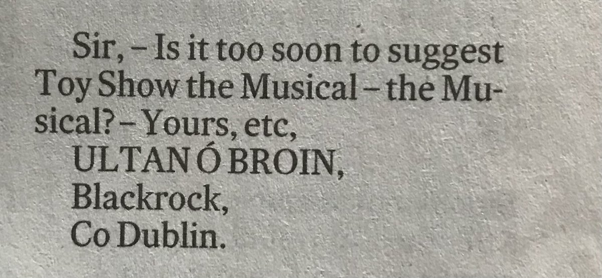 Ah come on lads. 🤣 From this morning’s Irish Times