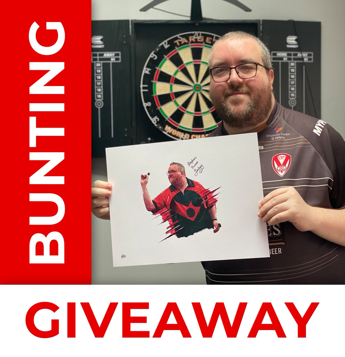 𝗦𝗧𝗘𝗣𝗛𝗘𝗡 𝗕𝗨𝗡𝗧𝗜𝗡𝗚 𝗚𝗜𝗩𝗘𝗔𝗪𝗔𝗬 🎨 For your chance to win a Hand Signed Stephen Bunting print from TheDartist.co.uk: • Follow @TheDartistArt & @sbunting180 • Retweet The winner will be announced on 2nd February. Good Luck! 🎯