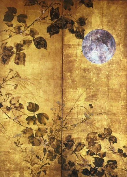 Autumn flowers and moon, by Sakai Houitsu.