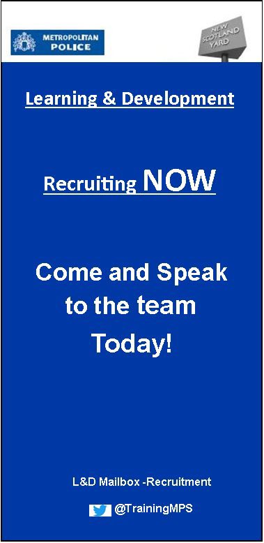 ****Internal Recruitment**** Have you ever thought about becoming involved in Training Cops? Developing other Cops? Police staff vacancies and Police Officer roles now out on our Met Careers page! Contact us for further!