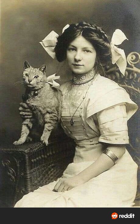 A woman poses with her cat, 1890s

It seems that cats and women have been companions for a long time.

#Caturday
#CatsOfTwitter #CatsOnTwitter #Cat #History #Oldphoto #vintage