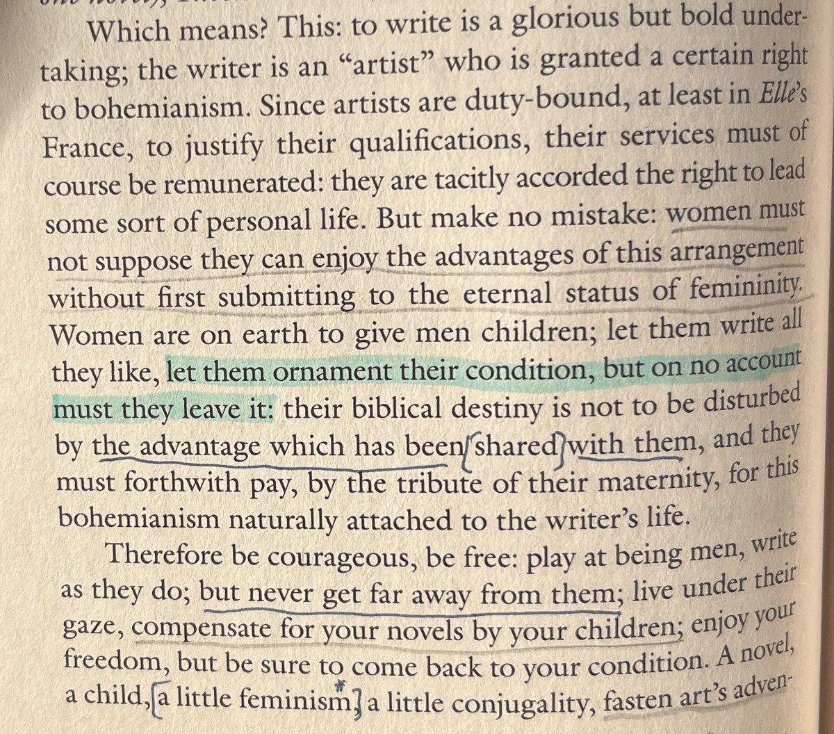 sensitive_bore's tweet image. this reminds me of a point roland barthes makes in “novels and children” about women writers &amp;amp; specifically about elle magazine’s coverage of them 

(mythologies, 1957, trans. richard howard)