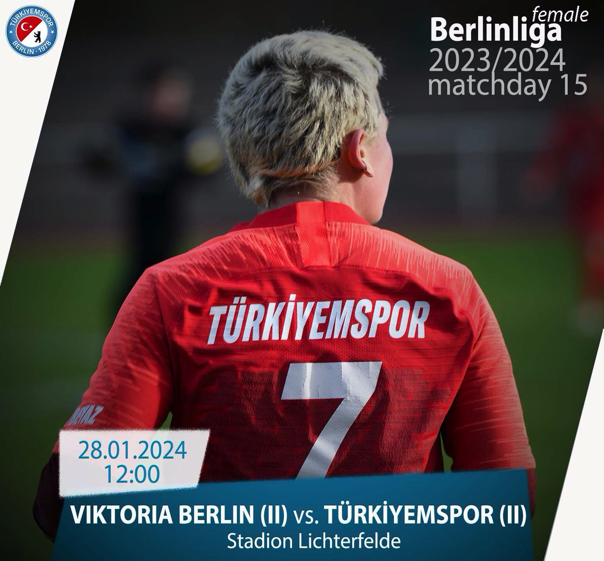 Für unser Berlinliga-Team geht die Saison los, ab 12 Uhr bei Viktoria Berlin (II). 🆚 Viktoria Berlin (II) vs. Türkiyemspor (II) 🏆 Berlinliga matchday 15 (female) 🗓 28.01.2023 ⏰ 12:00 🏟 Stadion Lichterfelde 📍 Ostpreußendamm 3-17, 12207 Berlin 🌤 6 °C (42 °F)