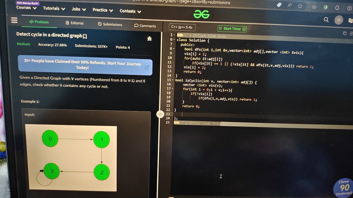 rox_getit's tweet image. DSA REVISION DAY 68
PROBLEM - Detect cycle in a directed graph
Approach - DFS

Let&apos;s connect
#100daysofcodechallenge 
#buildinpublic