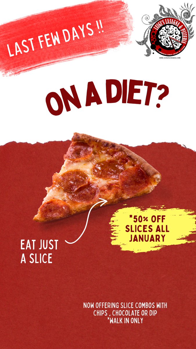 Last few days to enjoy 50% OFF Slices and slice combos - Stop by for Lunch today! #MiltonOn #Pizza #Food #Lunch #Milton
