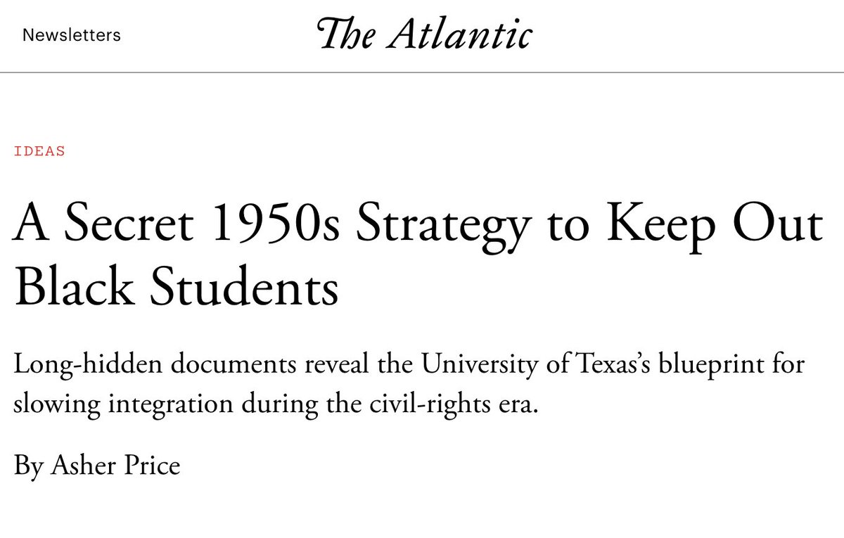 The University of Texas-Austin enforced a standardized testing requirement to slow down racial integration after the verdict of Brown v. Board of Education. Source: theatlantic.com/ideas/archive/…