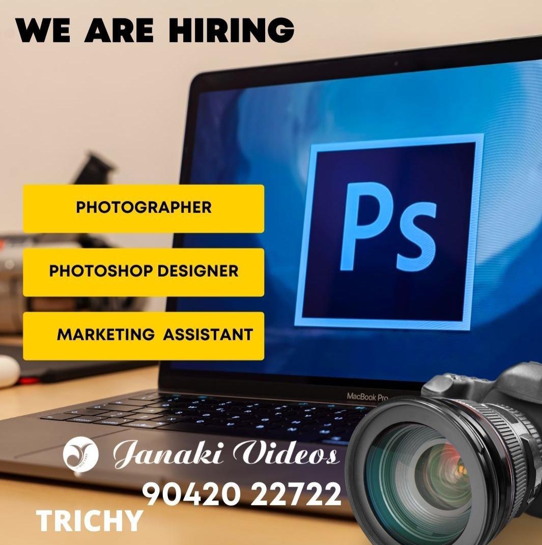 TrichyIT's tweet image. Janaki Videos Trichy hiring 

1. PHOTOGRAPHER
2. PHOTOSHOP DESIGNER
3. MARKETING ASSISTANT

Call or WhatsApp your resume to : 90420 22722

#trichyjobs #jobtrichy #designerjob #trichyupdates #trichyit