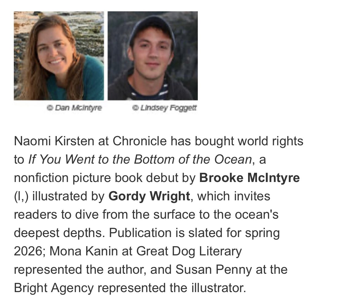 Via @PublishersWkly: Announcing IF YOU WENT TO THE BOTTOM OF THE OCEAN by Brooke McIntyre, illustrated by @gordyjwright, a nonfiction picture book deep dive into one of my favorite subjects. Can’t wait to develop this immersive book with these incredibly talented creators.🌊📚