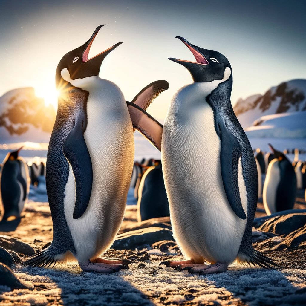 Finding someone who gets your 'ice-breakers' like...

#PenguinParty #IceBreaker #AntarcticAdventures #HappyFeet #PenguinHumor #FlipperFriends #SnowySmiles #WildlifePhotography #NatureLaughs #ChillVibes #BirdsOfInstagram #PenguinLove #WinterWonderland #ColdComedy #FeatheredFun