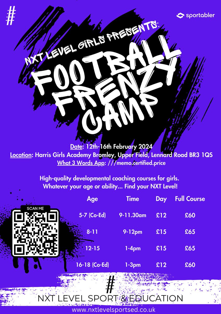 Looking for half-term football or basketball camps? Look no further! Sign up by scanning the QR code on one of the flyers attached or through SportAbler: abler.io/shop/nxtlse