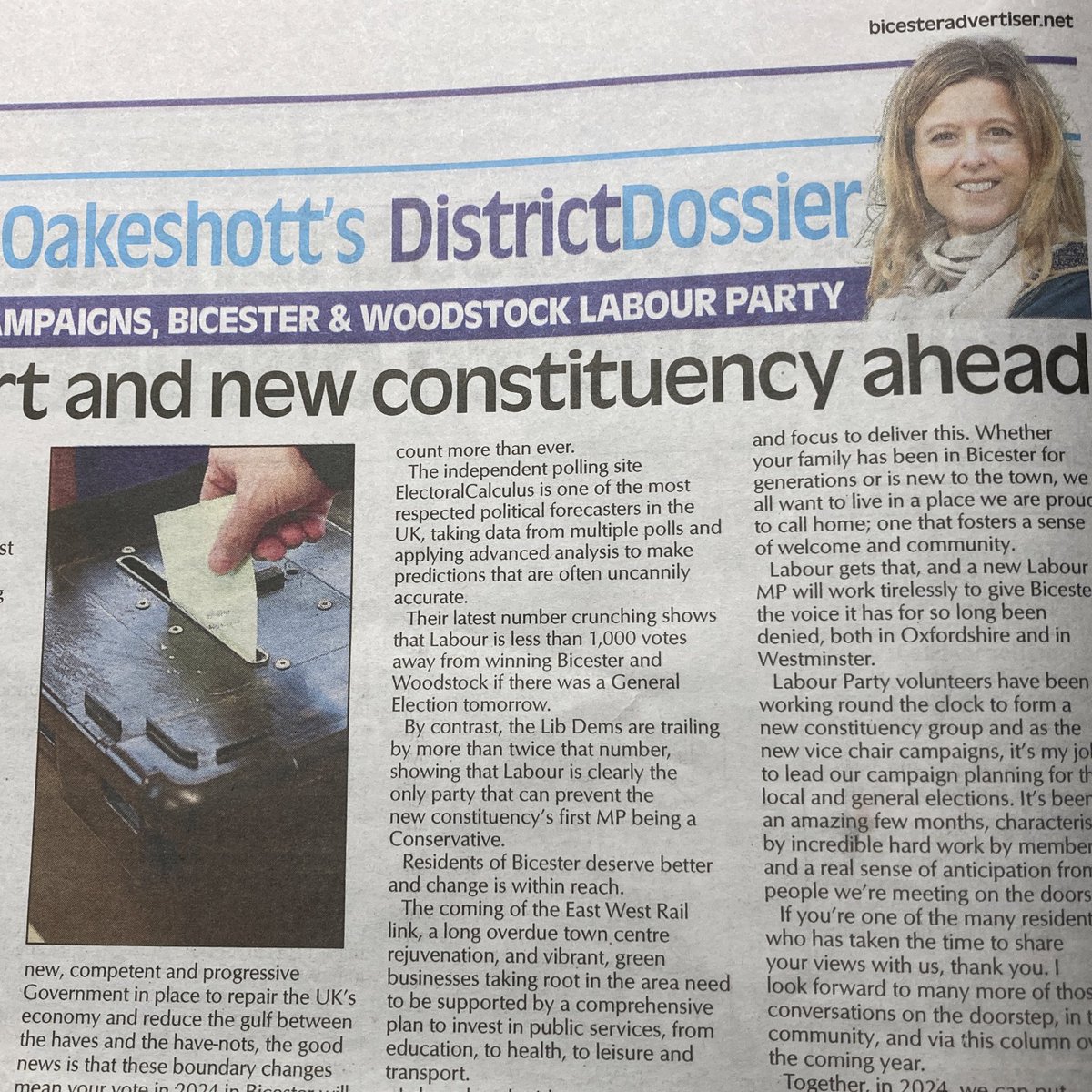 Read my article - first printed in the Bicester Advertiser - to find out why this year’s elections will be different for those of us who live in #BicesterAndWoodstock and why there’s real hope we can wave goodbye to Tory neglect & start fixing Britain. veronicaoakeshott.com/post/bicester-… 🌹