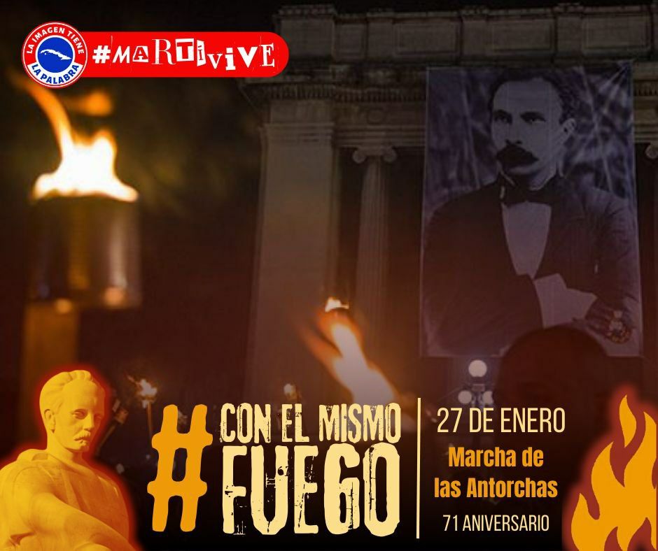 En la tarde de hoy, acompañaremos a los jóvenes de  #LaHabanaDeTodos desde la escalinata de la <a href="/UdeLaHabana/">Universidad de La Habana</a> , para conmemorar el aniversario 71 de la Marcha de las Antorchas. #ConElMismoFuego  #MartíVive