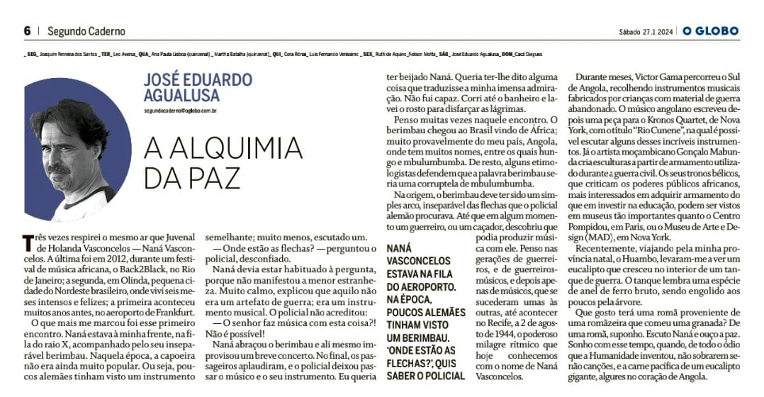 Lindeza, esse <a href="/JoseEAgualusa/">José Eduardo Agualusa</a> no <a href="/JornalOGlobo/">Jornal O Globo</a> de hoje.