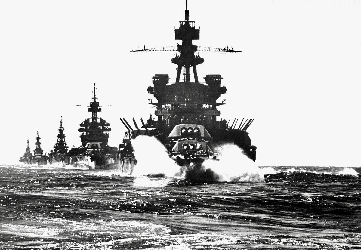 In #JANUARY 1945
‘The battleship USS Pennsylvania, followed by three cruisers, moves in line into Lingayen Gulf preceding the landing on Luzon, in the #Philippines, in January of 1945.’
#blackandwhitephotography #WW2 #SouthPacific #USNavy #battleships #cruisers #navalwarfare