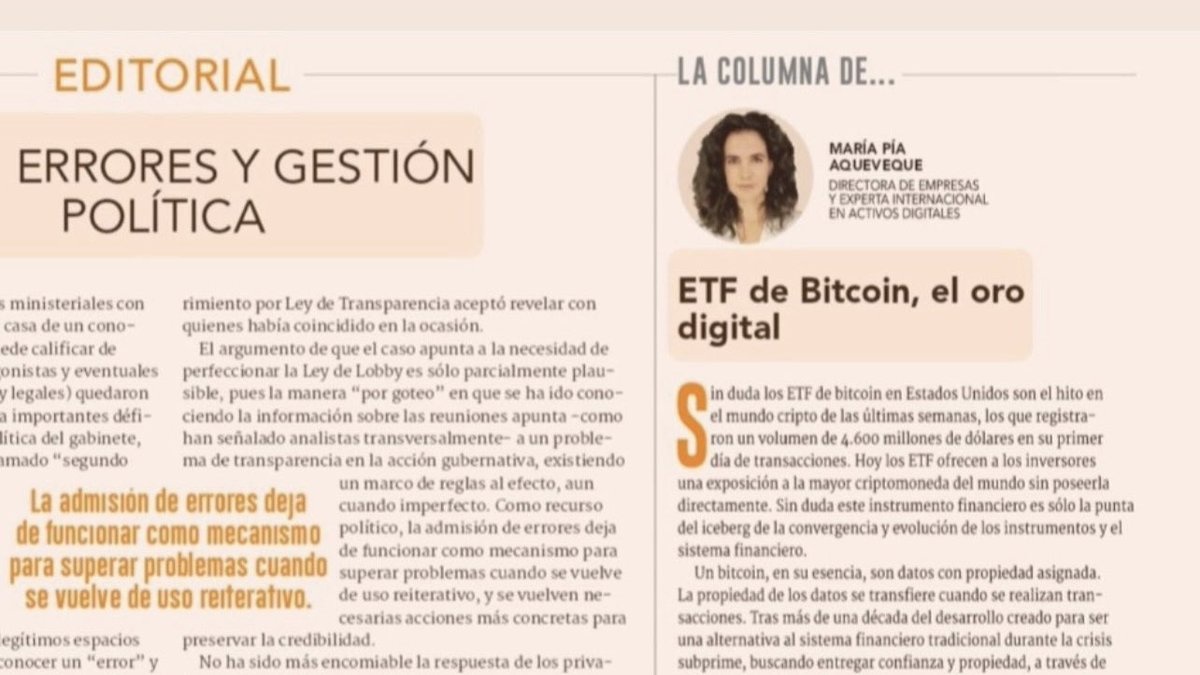 María Pía Aqueveque Jabbaz (@maqueveq) on Twitter photo ¿Prefieres una participación de un 📈 bitcoin etf o directamente un 💸bitcoin?
🟠<a href="/DFinanciero/">Diario Financiero</a>  📰👉lnkd.in/d3d4y2Fu
#bitcoin #bitcoinetf #financialinnovation #banking #wealthmanagement ¿Prefieres una participación de un 📈 bitcoin etf o directamente un 💸bitcoin?
🟠<a href="/DFinanciero/">Diario Financiero</a>  📰👉lnkd.in/d3d4y2Fu
#bitcoin #bitcoinetf #financialinnovation #banking #wealthmanagement