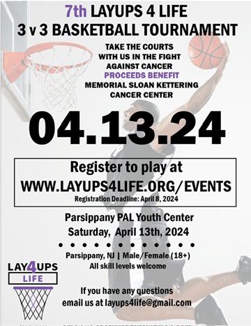Layups4Life's tweet image. Been a while Twitter or “X” but we’re back! 2024 registration is open for our 3v3 #basketball tournament and #golf outing. Link to learn more and sign up are in our bio or below. Want to get involved in any other way, i.e volunteering, DM us! 
layups4life.org/events/