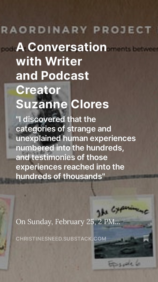 A Conversation with Writer and Podcast Creator Suzanne Clores #podcast #parapsychology #otherworldly #amwriting open.substack.com/pub/christines…