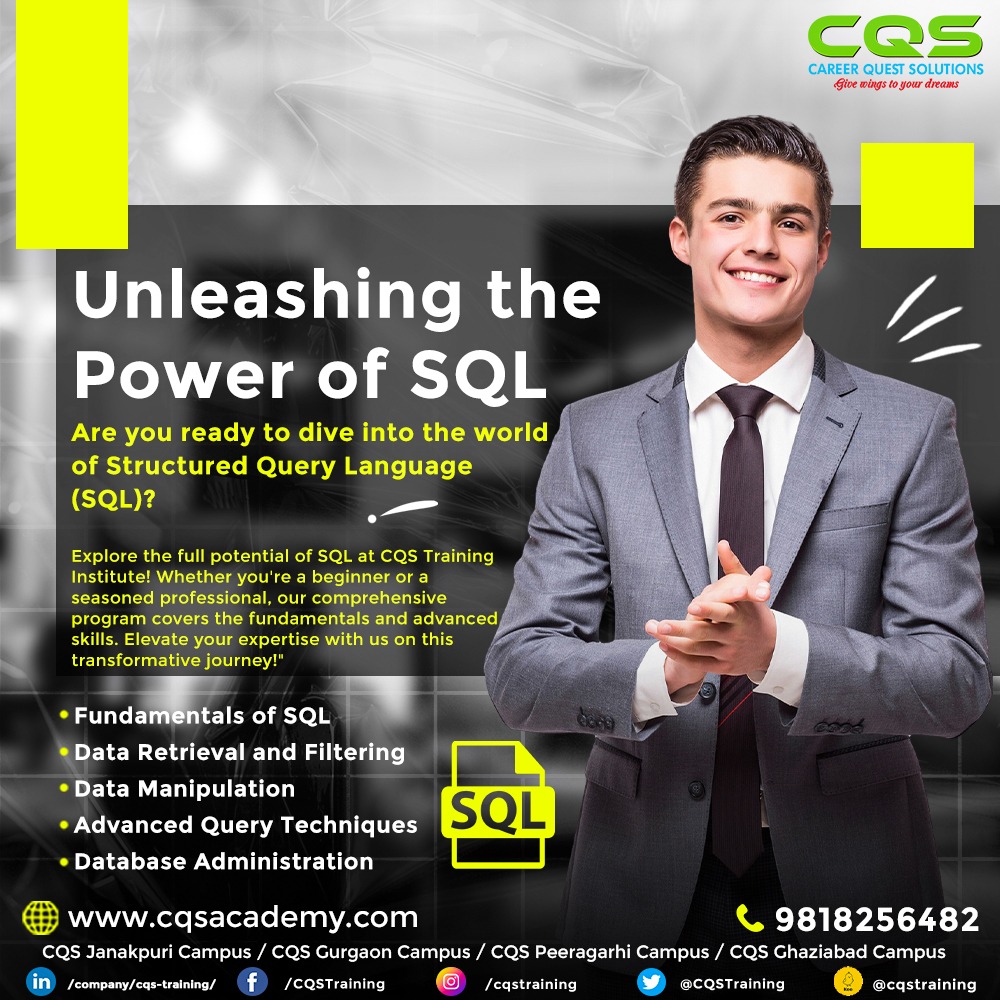 CQSTraining's tweet image. #CQSAcademy #SQLCourse #DatabaseManagement #DataMastery #TechSkillsForSuccess #FutureForward #TrainingCourses #SkillBuilding #CorporateTraining #EducationForSuccess #CQSTrainingSolutions #CertificationPrograms