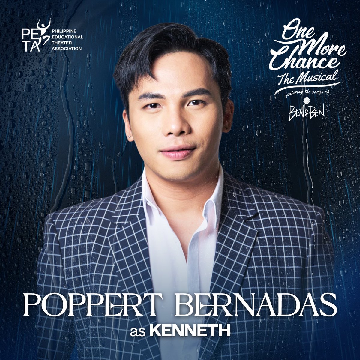 THE THURSDAY BARKADA IS HERE! 💫 Meet #PETAOneMoreChance, The Musical's Kenneth! 💙

𝐏𝐨𝐩𝐩𝐞𝐫𝐭 𝐁𝐞𝐫𝐧𝐚𝐝𝐚𝐬 is 𝐊𝐞𝐧𝐧𝐞𝐭𝐡, a role previously played by James Blanco in Star Cinema’s “One More Chance” (2007).