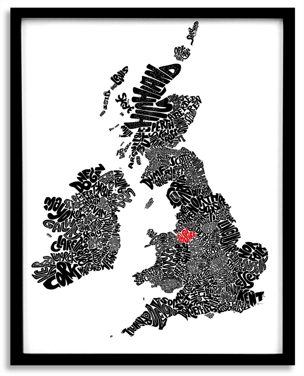 My latest map - and it’s a biggie! All the counties or main councils across the UK and Ireland. The map can be personalised to highlight the areas special to you - where you grew up, where you live now etc - see more at meonthemap.co.uk/product/uk-ire… #wales #scotland #uk #ireland