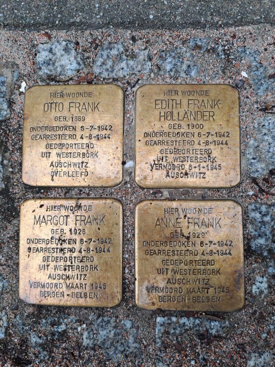 International Holocaust Remembrance Day today. Below the remembrance stones for Anne Frank and her family, who were killed in WW2.