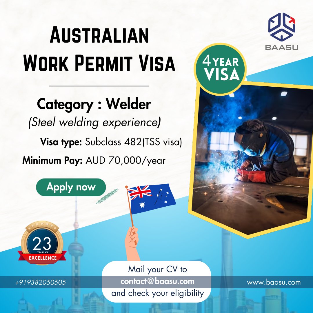 Already got your skills assessment and English requirements nailed? Awesome! Let's weld some dreams Down Under!

#WelderLife #DownUnderDreams #WorkInAustralia #SkilledTrades #VisaVibes #SteelWelding #DreamJob #OzAdventure #SkillsAssessed #EnglishMastery
