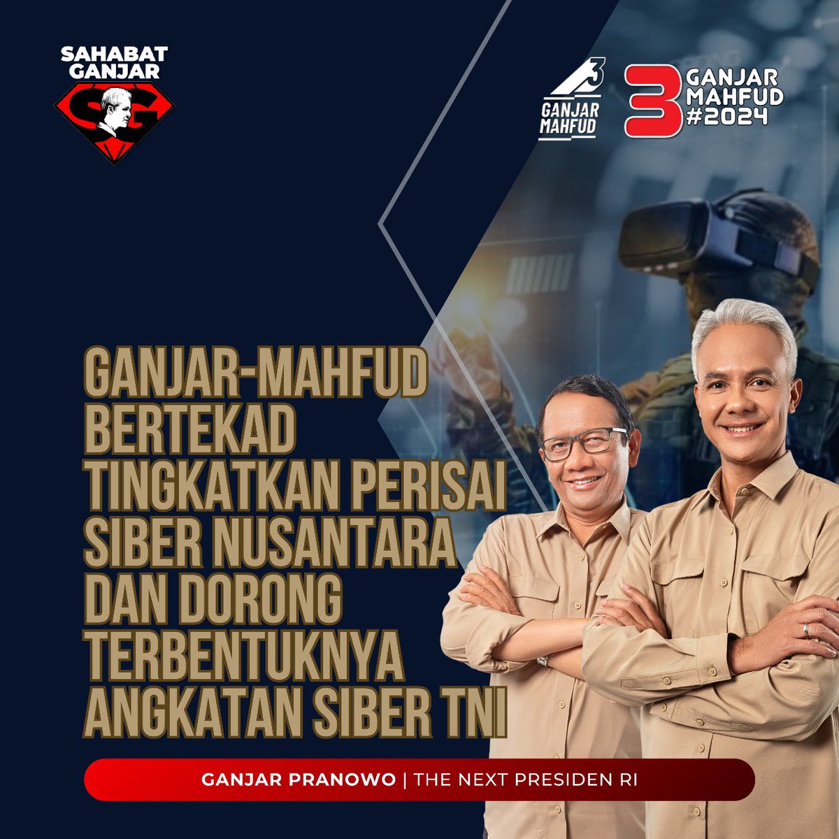 Ganjar-Mahfud bertekad tingkatkan perisai siber nusantara dan dorong terbentuknya angkatan siber TNI

#SahabatGanjar #GanjarPranowo #Ganjar #MenangkanGanjar #GenerasiGotongRoyong