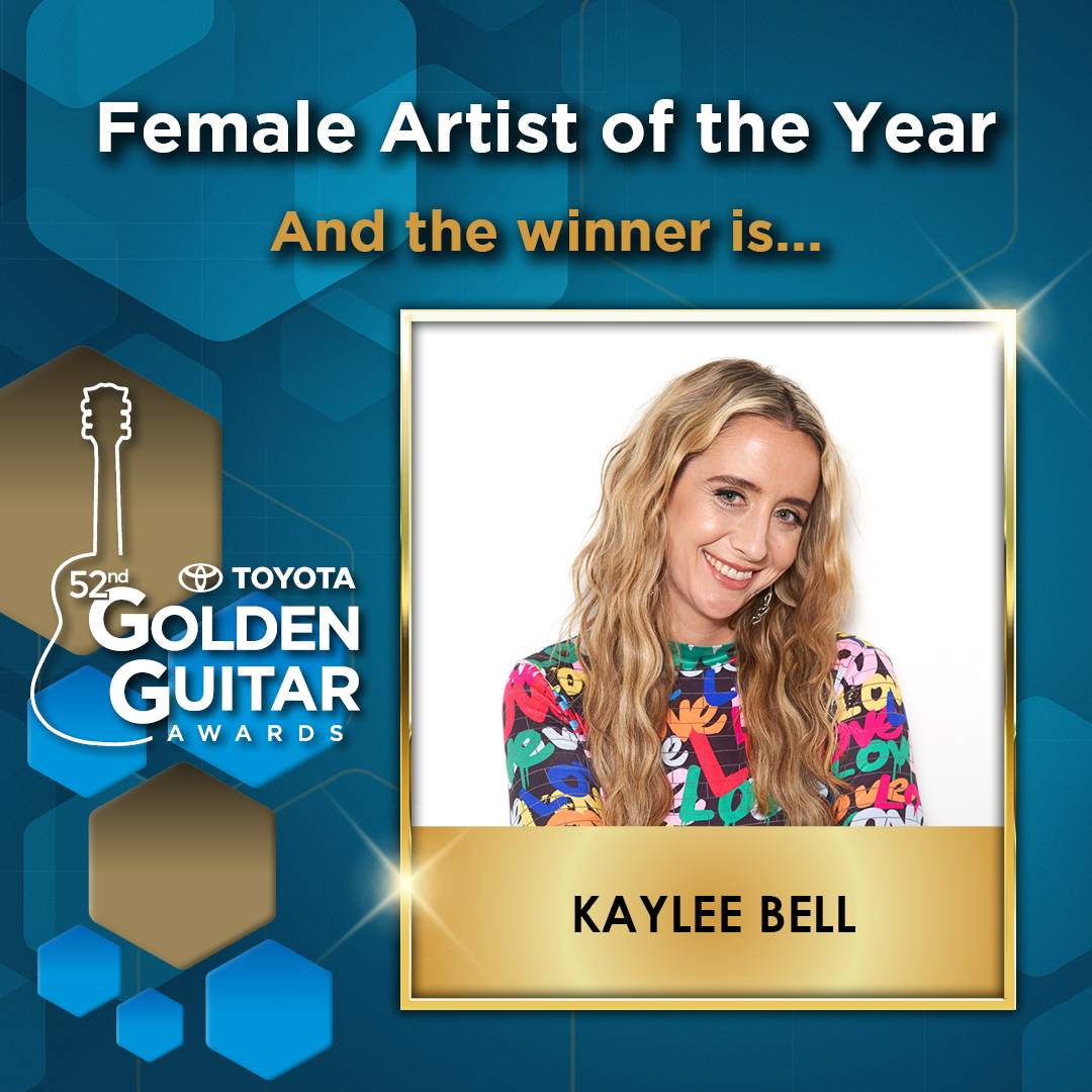 The winner of 2024 Female Artist of the Year is Kaylee Bell. #GoldenGuitars #TCMF2024