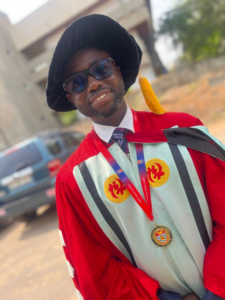 sayhi2dadaboat's tweet photo. Thrilled to don the cap and gown – officially a PhD graduate @UCCGH_Official! 🎓✨ #PhDone #NewBeginnings #PhD #phdlife https://t.co/FrWF8wB3ON