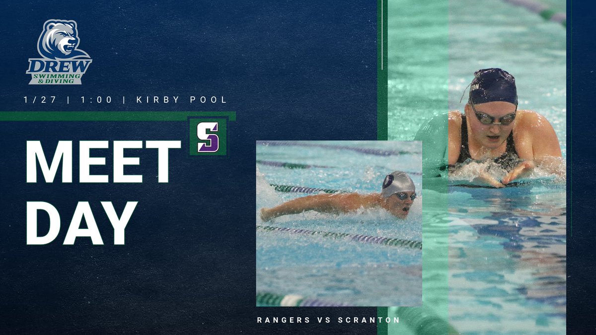 GoDrewRangers's tweet photo. ๐ MEET DAY!
Rangers vs. Scranton
Senior Day
๐ F.M. Kirby Pool
๐ 1:00 PM
๐บ https://t.co/hmSq50IaCk
#drewSD #d3swimming #RangerUp https://t.co/EhEPc04QQo