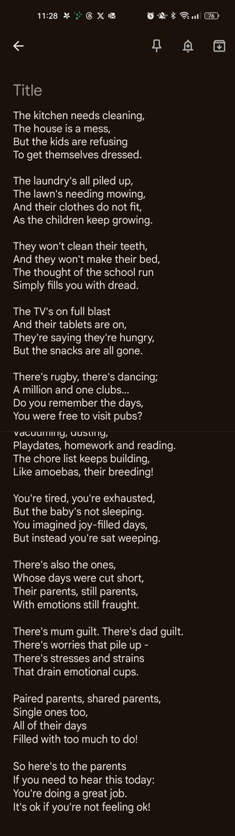 1drewsimpson's tweet photo. Today is #ParentsMentalHealth day. Here's a poem to help you know it's not just you if it's all a bit much. #ItsOkNotToBeOk https://t.co/fGtLcU50GN