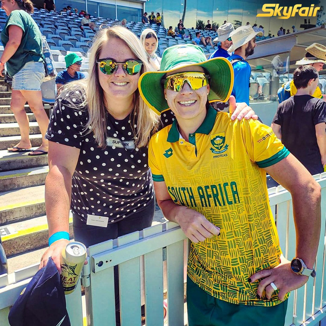 A beautiful snap!

Marizanne Kapp alongside her partner, Dane van Niekerk.

#MarizanneKapp #DanvanNiekerk #SouthAfrica #couplegoal #CricketFever #SkyFair