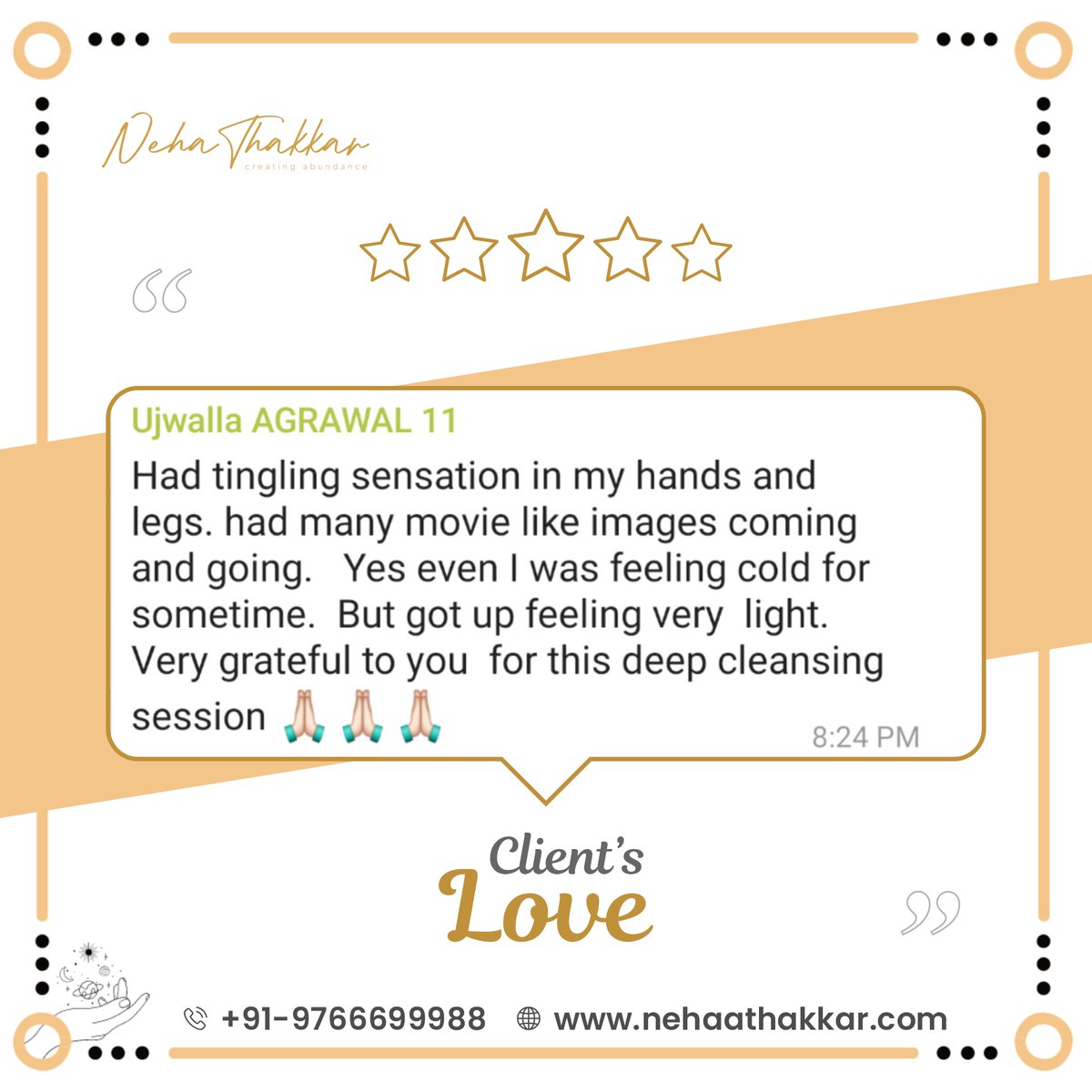 Feeling grateful for the positive feedback from our valued client! 🙌 Your satisfaction is our priority. Instagram instagram.com/nehathakkar_cr… Facebook facebook.com/nehathakkarcre… #ClientAppreciation #SuccessStories