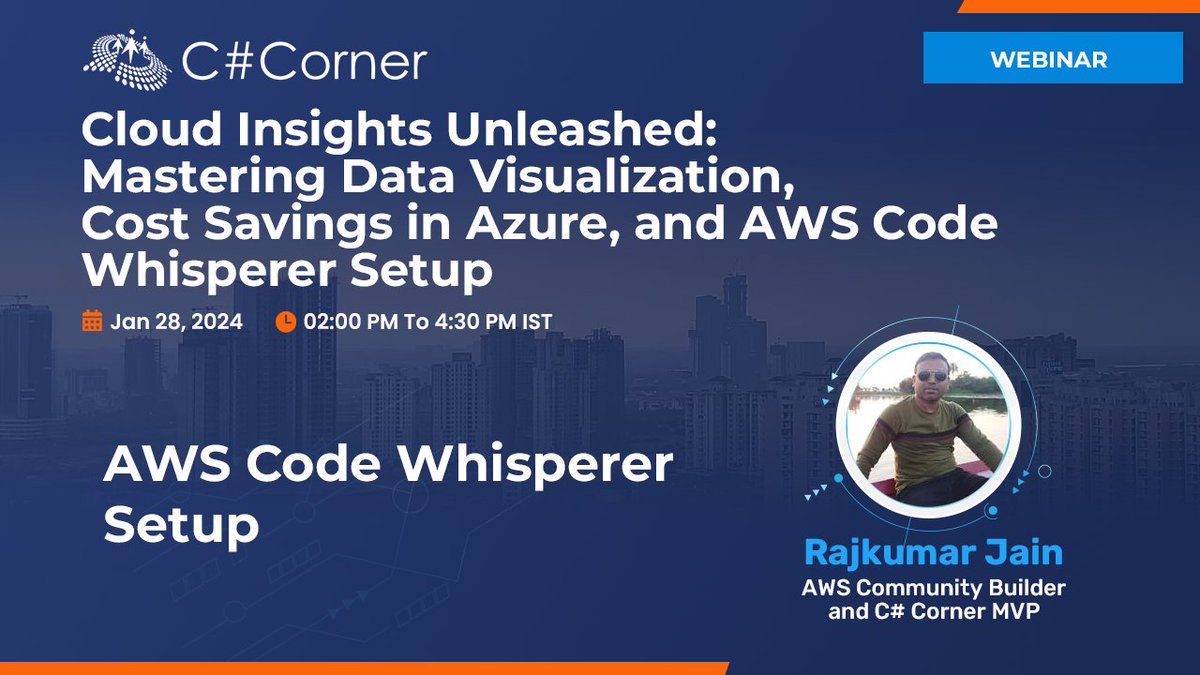 CsharpCorner's tweet image. Save the date! Tomorrow, dive into the world of AWS with @Rajkumar9399990 at @CsharpCorner Indore Chapter Webinar. Learn the ins and outs of AWS Code Whisperer Setup and level up your cloud development skills.

Register now: tinyurl.com/2yxmnmab 

#Azure #AWS #CodeWhisperer…