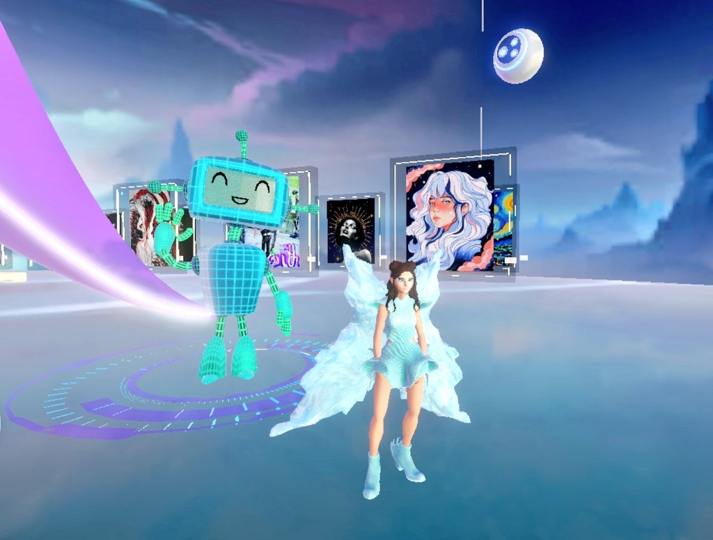 n_neraida_a's tweet photo. Meta Nymph 
🧚🏻‍♀️🧚🏻‍♀️🧚🏻‍♀️
Visiting a beautiful gallery by @nft_king_world  and @Avia_Mommy
#MetaPrime #MetaNymph #spatialmetaverse #metagallery https://t.co/Cl9knuIUQQ