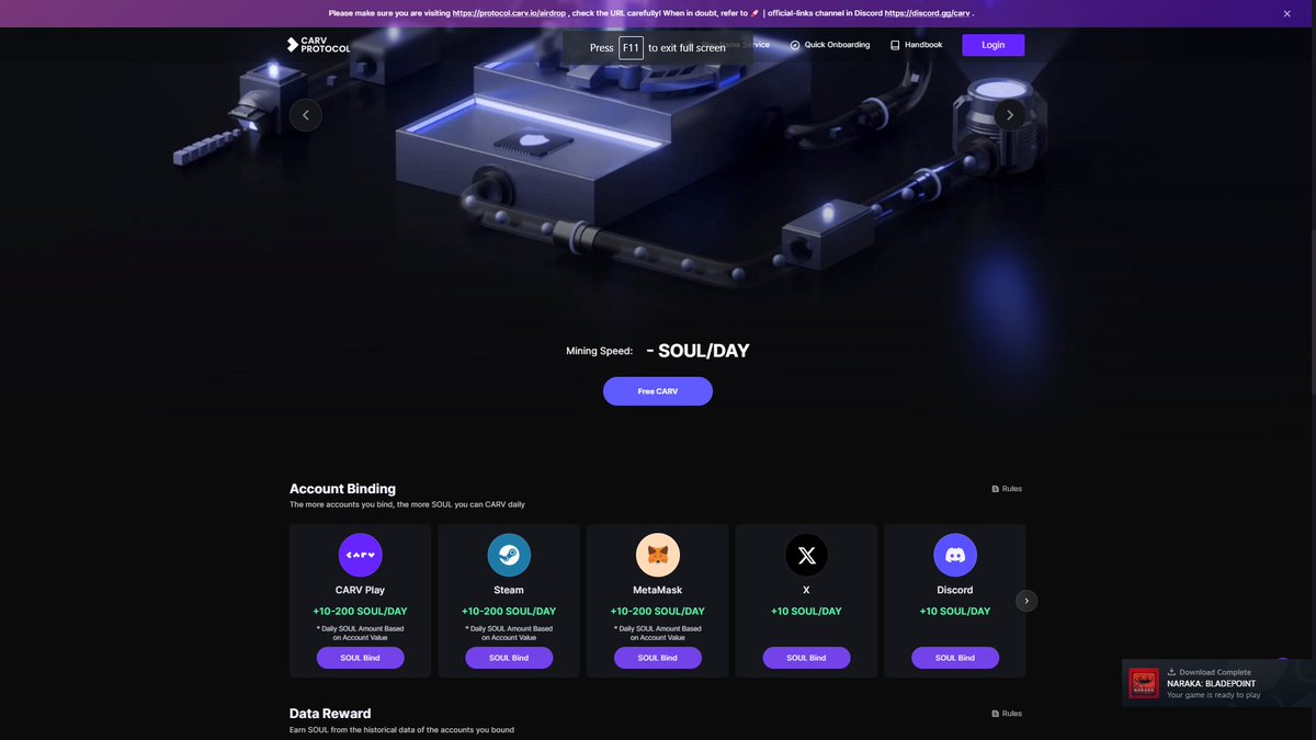 pythagoescrazy's tweet image. @everyone announcement, future airdrops called carv will soon be launched: the main goal is to farm as much soul as you have to be converted soon.
follow the steps: bookmark this first
1.) sign in/log in
proceed to bind all of the available accounts that you have on the list: