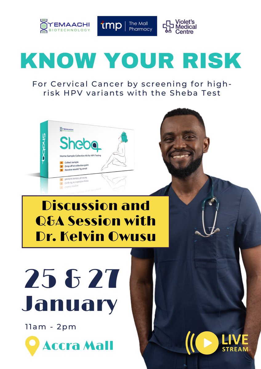 YemaachiBio's tweet photo. In case you missed the opportunity to get a free @Sheba_Test_ in the past week, we’re at the Accra Mall today! #cervicalcancerawareness https://t.co/q10aP1DNt6