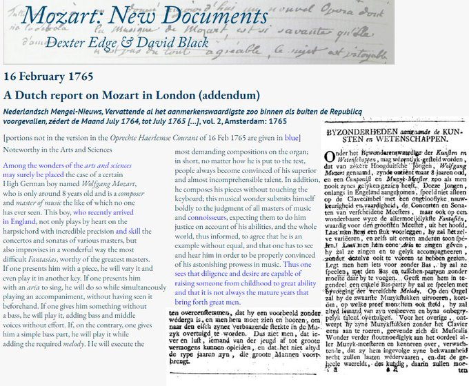 MozartCircleCN's tweet photo. #DexterEdge + #DavidBlack
#MozartNewDocuments
New #Mozart Doc Discovered:
A Dutch report on #Mozart 'amazing' activities in #London 1764/1765
With Full Commentary!
https://t.co/Q9zsPfkdBN https://t.co/bk4Mdq2laW