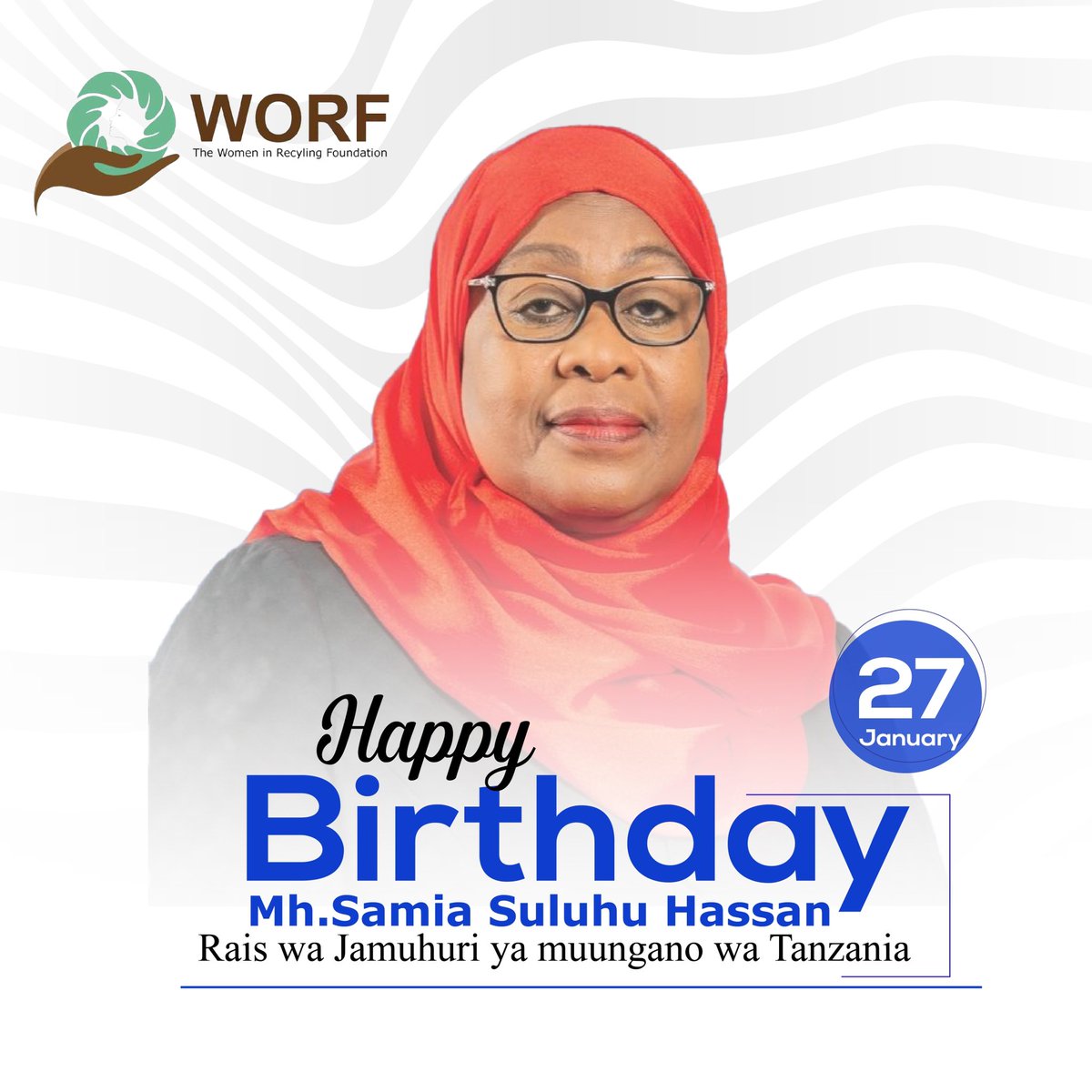 🎉 Happy Birthday to President Honorable Samia Suluhu! 🌿 Your dedication to the environment is an inspiration. WORF salutes your contributions. 
<a href="/SuluhuSamia/">Samia Suluhu</a> 🇹🇿🌍 #HappyBirthday #EnvironmentChampion #WORF"