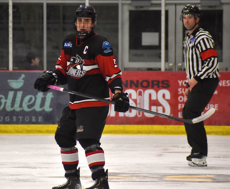 caperbuzz's tweet image. Papa's Boy
Membertou Jr. Miners captain Alex MacKinnon providing key leadership as team battles Strait Pirates for playoff positioning
Alex  MacKinnon of the Membertou Jr. Miners watches the play closely in the  offensive zone during Nova Scotia Junior Hockey League action at the…