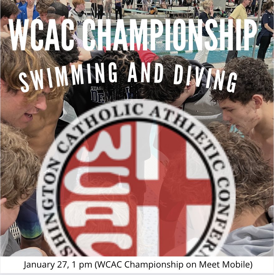 WCAC Swimming championships today at 1 pm at St. Mary’s College of Maryland! #DeMatha #Swimming #AntlersUp 
🦌🏊‍♂️🏊🏽‍♂️👀