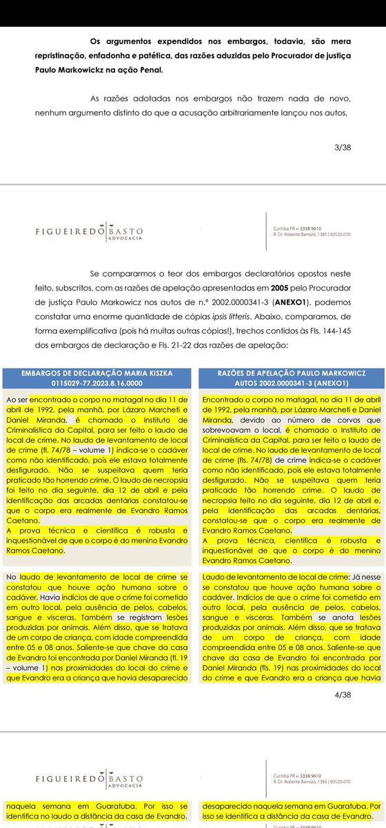 tomaskubrusly's tweet photo. CASO EVANDRO

Apresentadas as contrarrazões aos absurdos embargos do @mpparana e revelado o autor oculto do recurso: o Procurador Paulo Markowicz, aquele mesmo, que se incumbiu de perseguir os 7 Inocentes por todos esses anos. Aos que tiverem interesse: https://t.co/aSHJi7vBDI https://t.co/IwrJRkZXZa