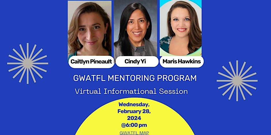 GWATFL's tweet photo. 🌎 📣NEW PROGRAM ALERT!!!🌎 📣 
Did you know that GWATFL hosts a world language mentorship program for DMV area language teachers? Join Maris Hawkins, Cindy Yi, and Caitlyn Pineault on Wednesday, February 28th at 6pm for a virtual informational session: https://t.co/Fd9OZwVaLB https://t.co/qnOovoH9Pu