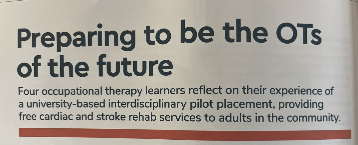 London School of OT (@otatbrunel) on Twitter photo Great to see our MSc Year 2 students published in @OTnews this month. Mariam, Worakarn, Intisar & Maddie reflect on their on campus IPL placement with #physio students using exercise as an occupation. Project funded by grant from <a href="/NHSEngland/">NHS England</a> supervised by <a href="/stephexley/">Stephanie Exley</a> well done! Great to see our MSc Year 2 students published in @OTnews this month. Mariam, Worakarn, Intisar & Maddie reflect on their on campus IPL placement with #physio students using exercise as an occupation. Project funded by grant from <a href="/NHSEngland/">NHS England</a> supervised by <a href="/stephexley/">Stephanie Exley</a> well done!