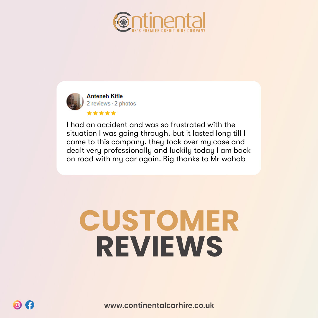 A delighted customer we have here!
Don't let accident claims disrupt your journey. Our skilled team takes the stress out of the process, offering great support every step of the way. Get back on track with confidence.
#continentalcarhire #claimsmanagement #accidentclaims