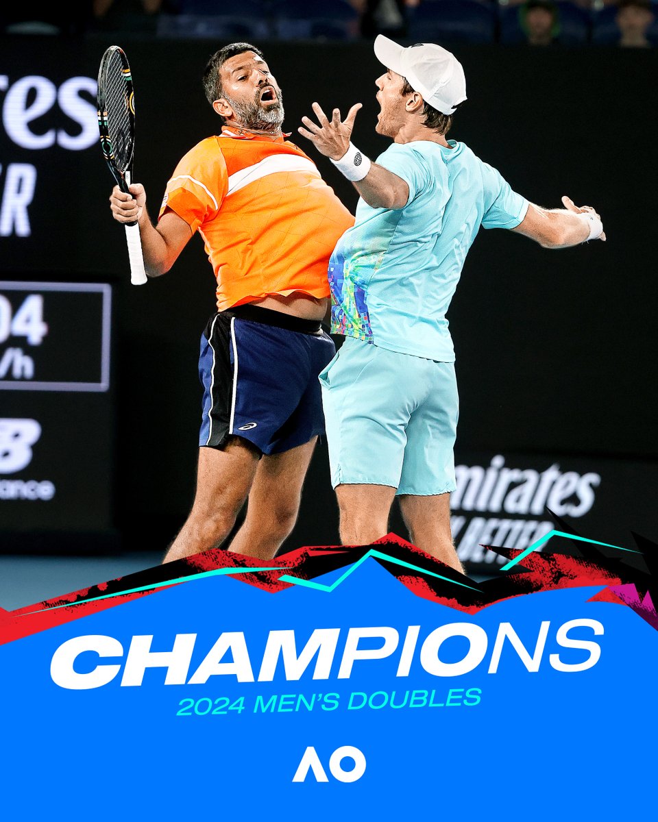 MISSION ACCOMPLISHED 🏆 @mattebden and @rohanbopanna win their first Grand Slam title as a team! #AusOpen